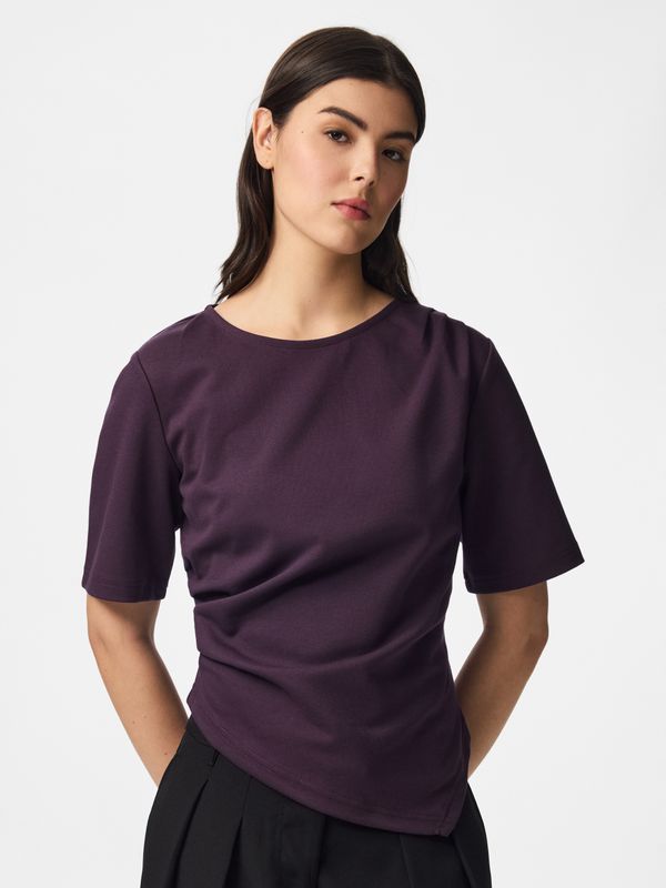 Pieces PCVICTORIA 2/4 DRAPED TOP JRS BC Plum Perfect 17168564