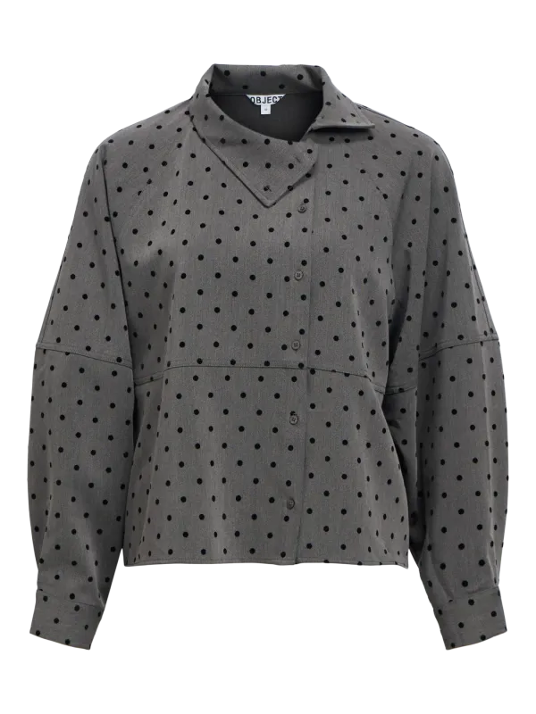 Object OBJMAXINE L/S HIGH NECK SHIRT 147 Gunmetal/Black dots 23050371
