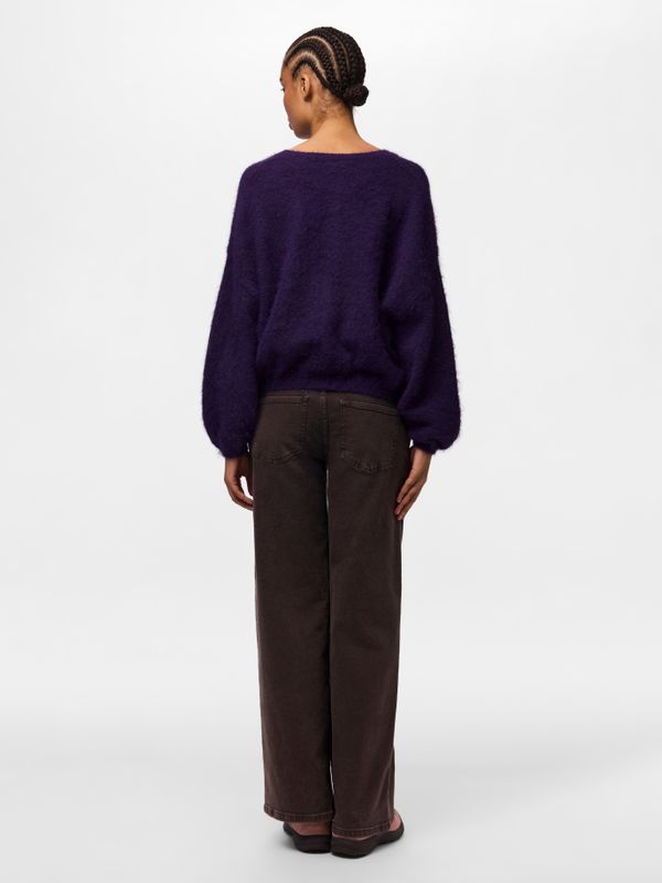 Pieces PCALLIE LS O-NECK KNIT CARDIGAN NOO Acai/Melange 17166423