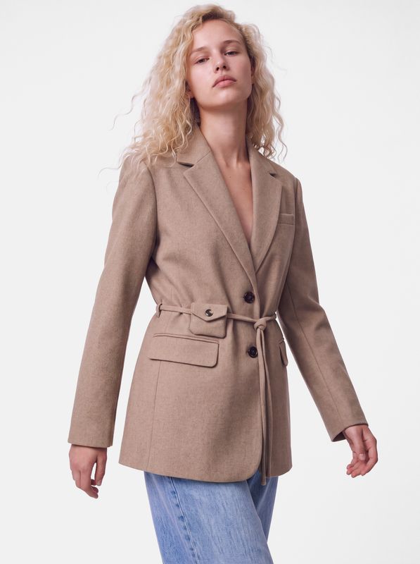 Pieces PCAYA OUTERWEAR BLAZER W. POCKET BA Greige/Melange 17168760