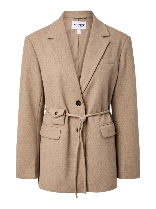 Pieces PCAYA OUTERWEAR BLAZER W. POCKET BA Greige/Melange 17168760