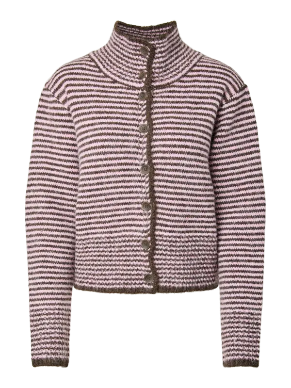 Pieces PCVENA LS HIGH NECK KNIT CARDIGAN B Roseate Spoonbill/Hot Fudge 17168882
