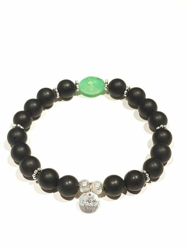 Alphard, bracelet en Onyx et Chrysoprase naturels unisexe