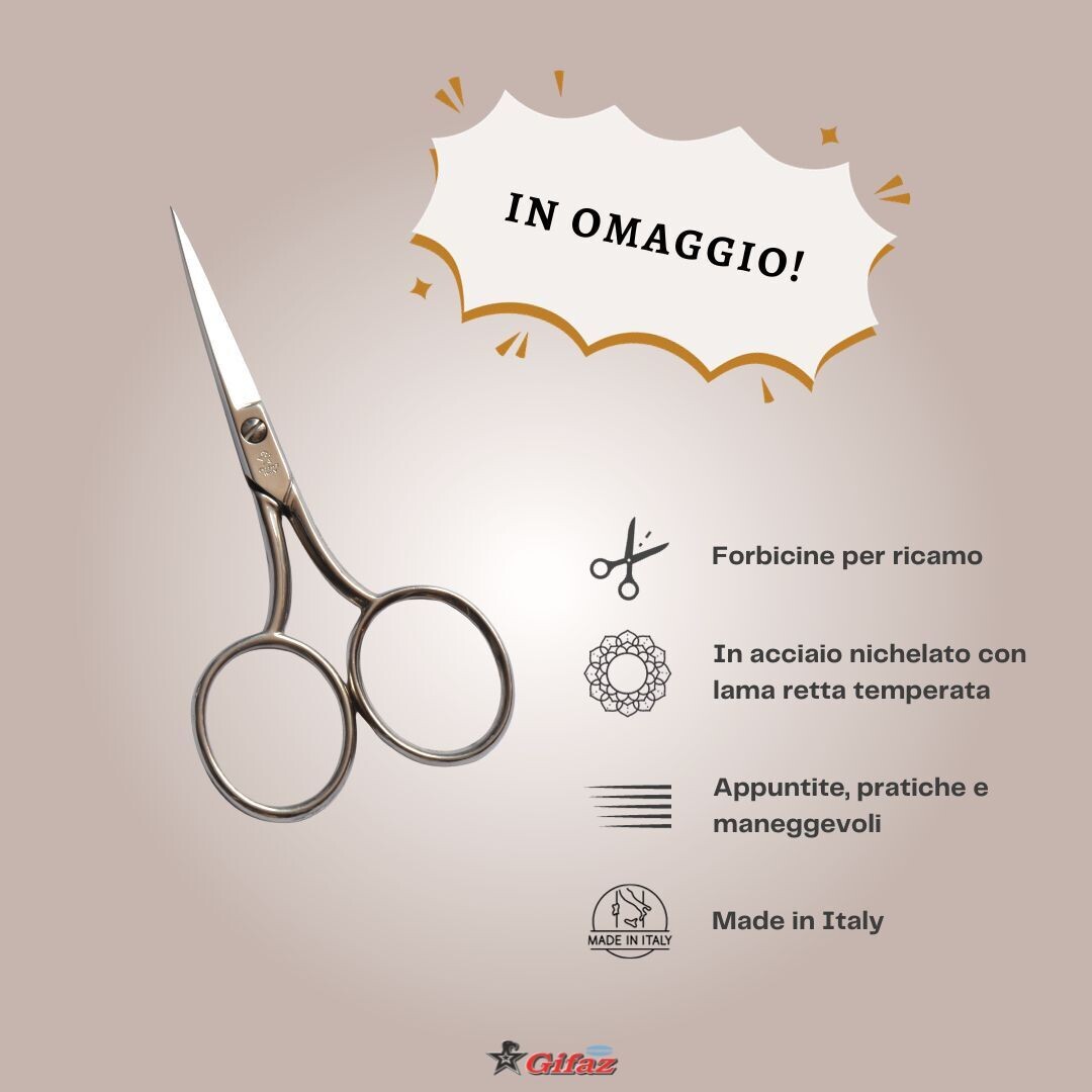 Gifaz - Forbici da Ricamo e cucito nichelate modello ricciolo Made in Italy Professional
