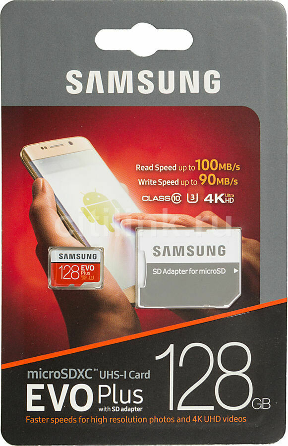 Карта памяти Samsung EVO Plus MicroSD 128Gb