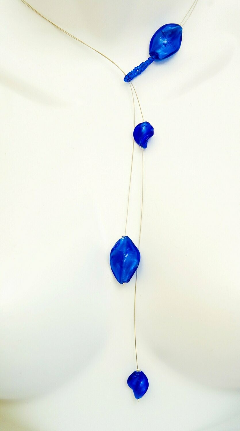 Collier Aclépios Bleu et feuille d'argent