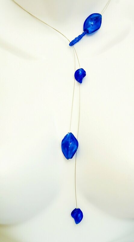 Collier Aclépios Bleu et feuille d'argent