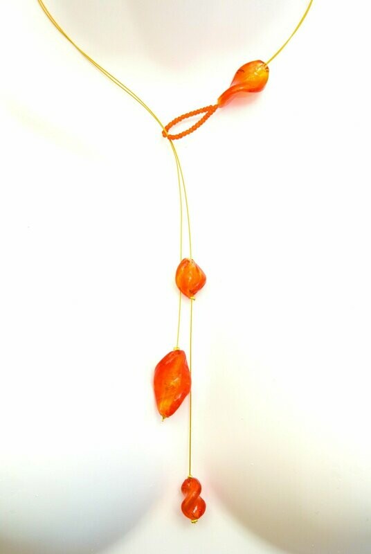 Collier Aclépios Rouge et feuille d'or