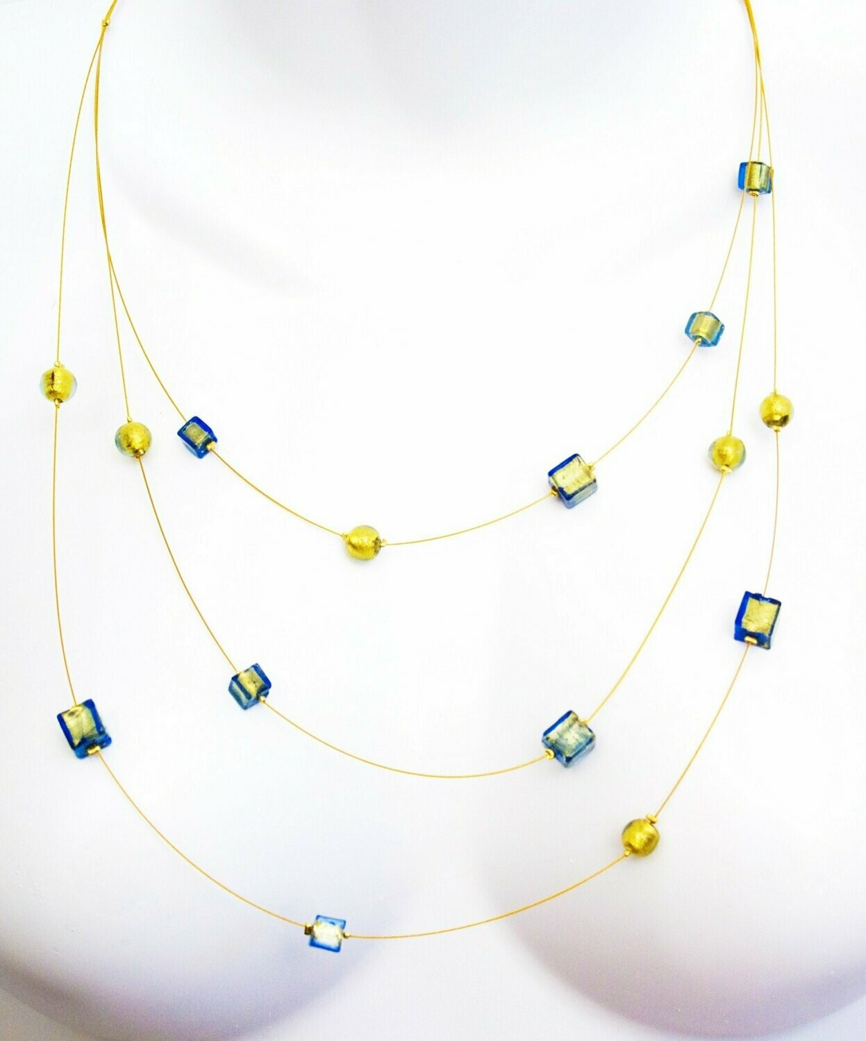 Collier Bérénice Kaki et feuille d'or