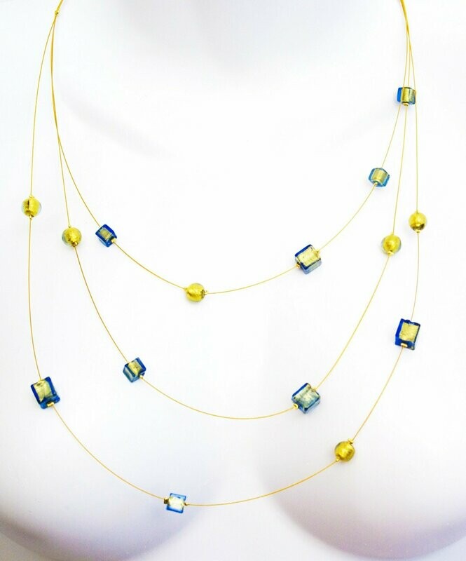 Collier Bérénice Kaki et feuille d'or