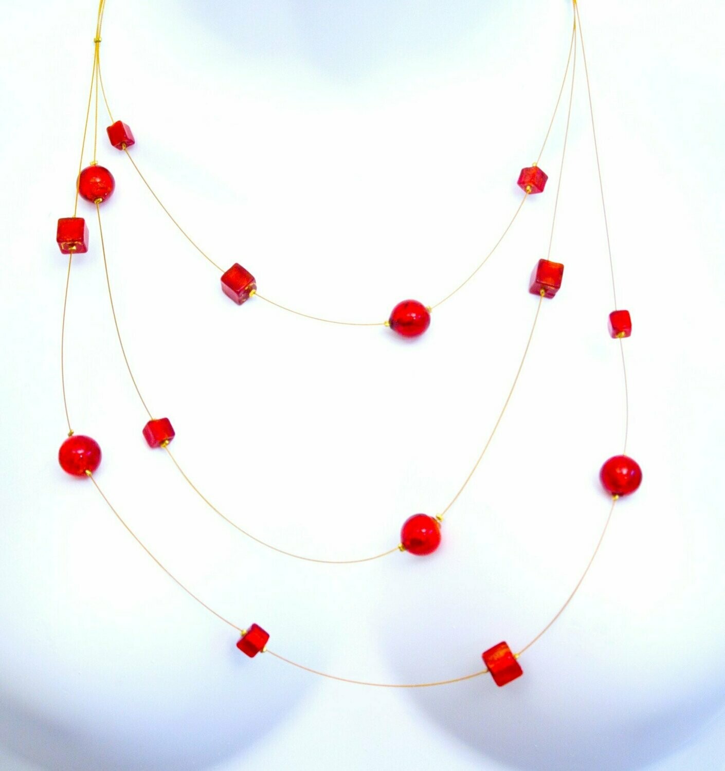 Collier Bérénice Rouge et feuille d'or