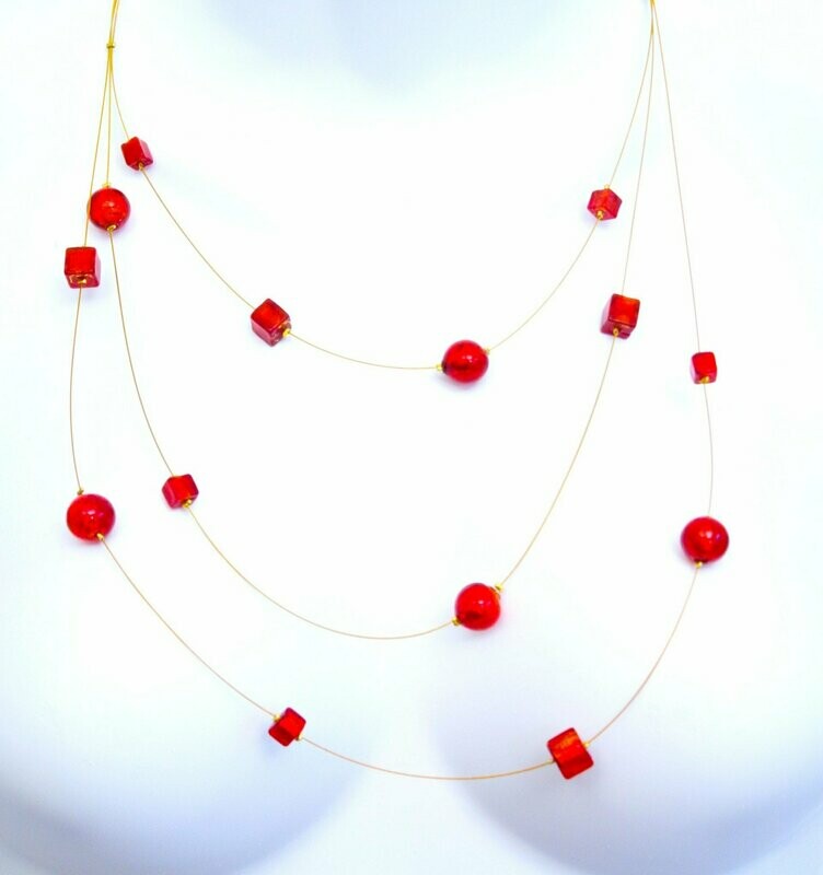 Collier Bérénice Rouge et feuille d'or