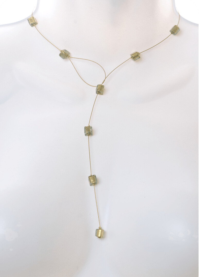 Collier Eridan Vert kaki et feuille d'or