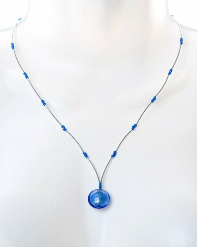 Collier Vénus Bleu et feuille d'argent
