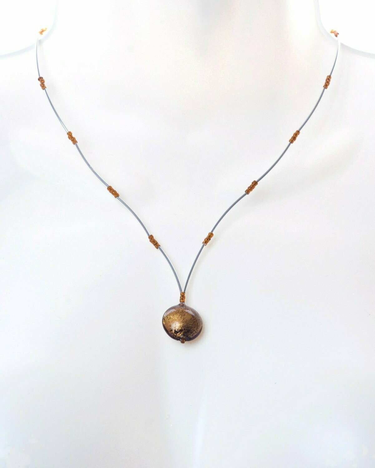 Collier Vénus Marron et feuille d'or