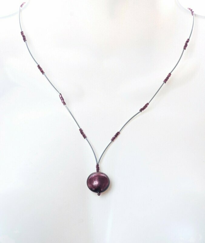 Collier Vénus Pourpre et feuille d'argent