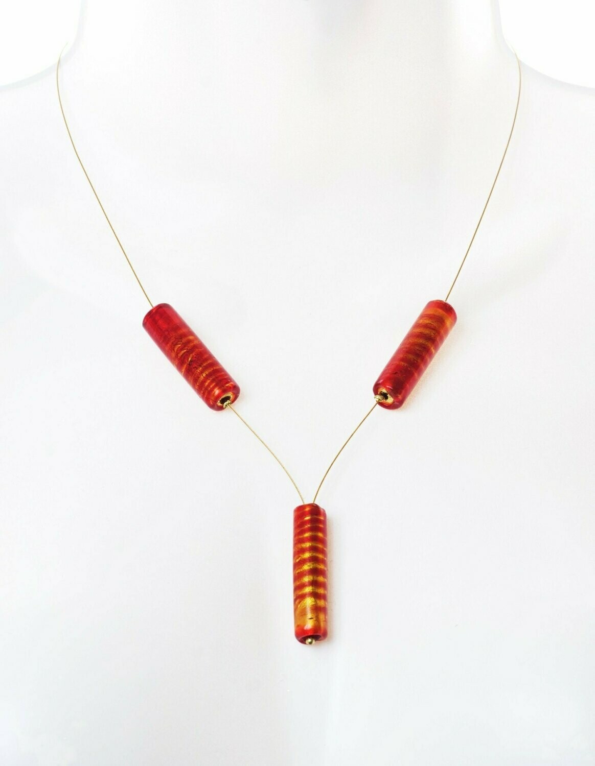 Collier Epona Rouge et feuille d'or