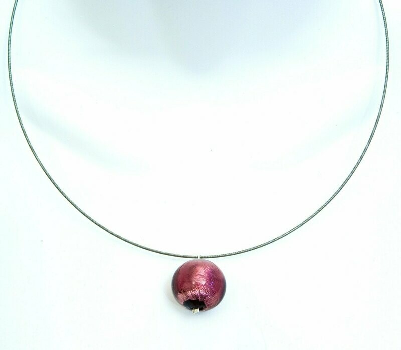 Collier Mercure Pourpre et feuille d'argent