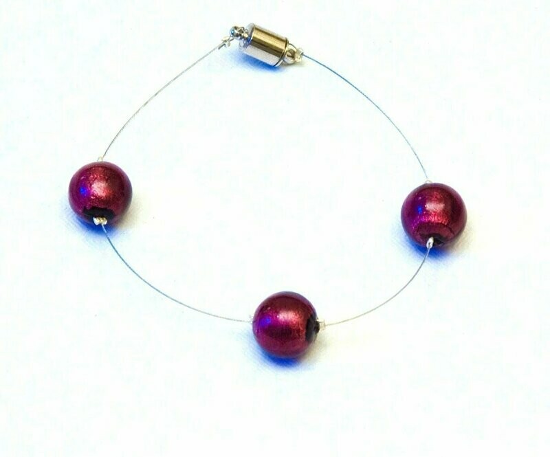 Bracelet Mercure Pourpre et feuille d'argent