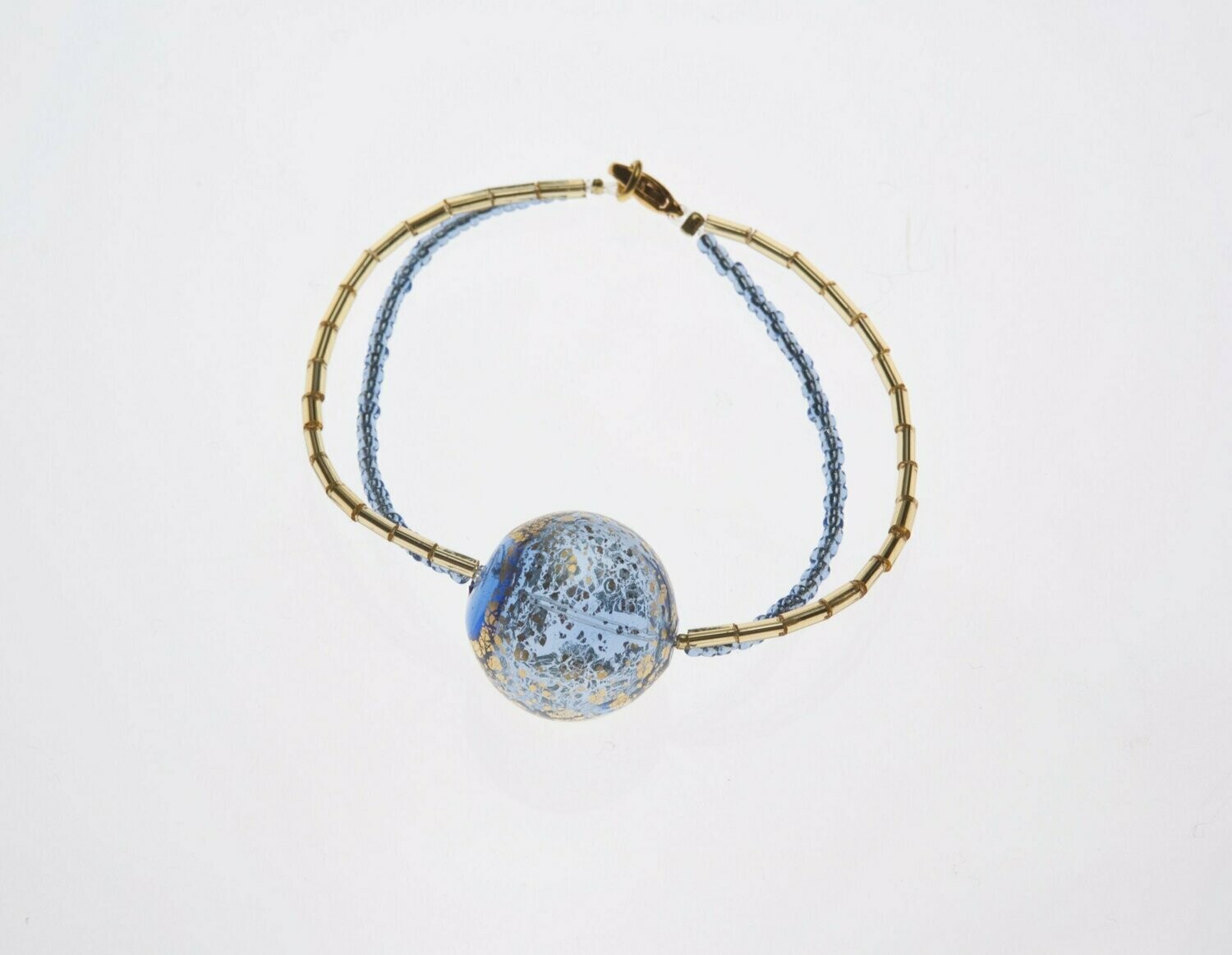 Bracelet Neptune Bleu et feuille d'or