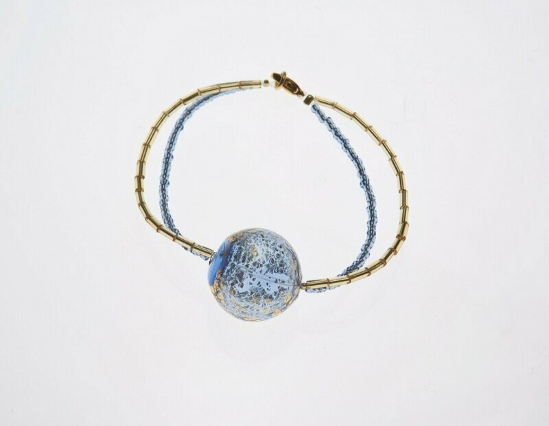 Bracelet Neptune Bleu et feuille d'or
