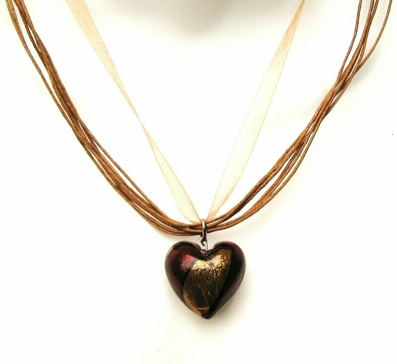 Collier Rhéa Rouge et feuille d'or
