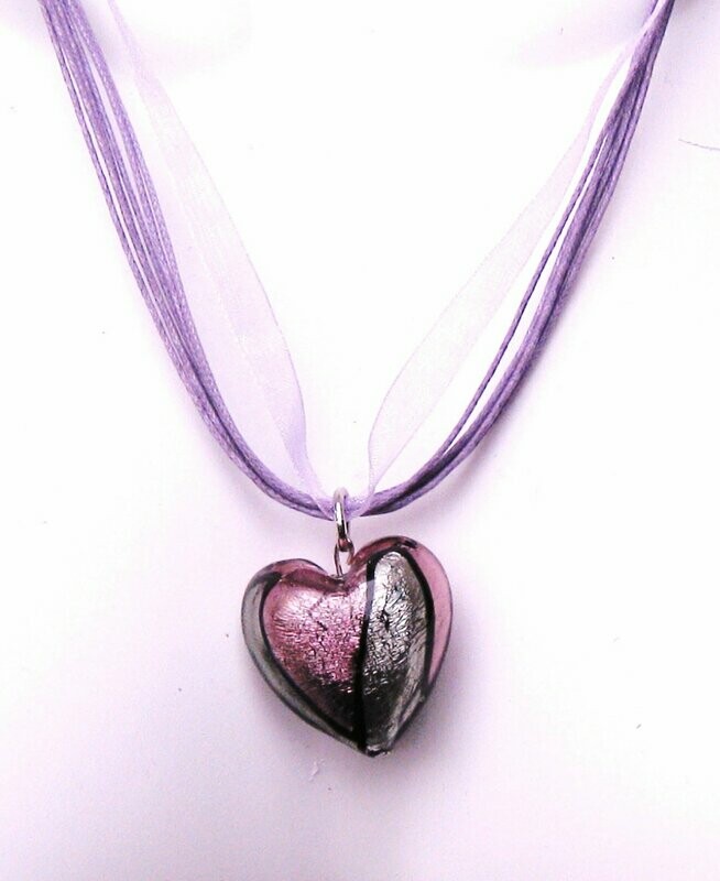 Collier Rhéa Pourpre et feuille d'argent