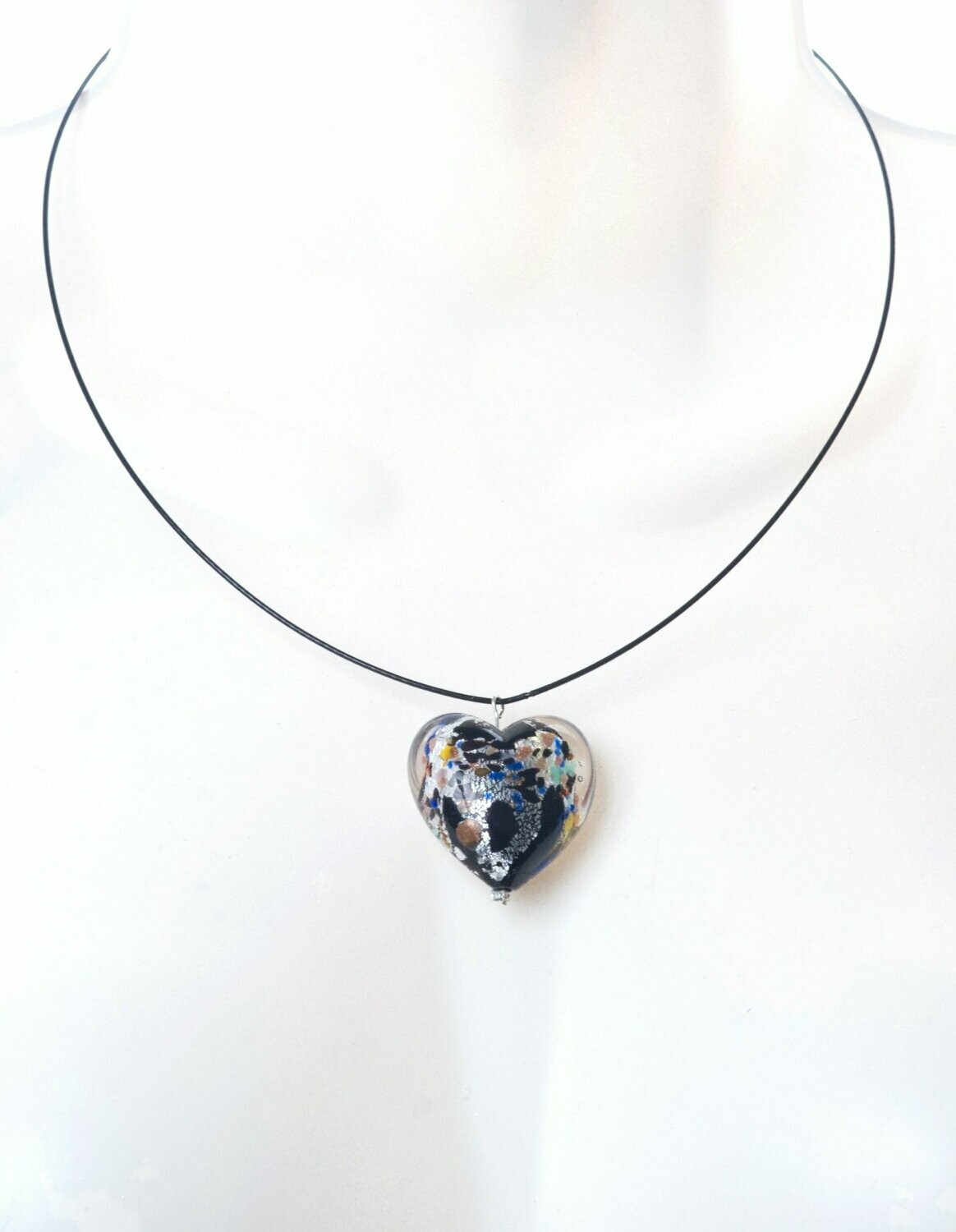 Collier Amalthée Noir et feuille d'argent