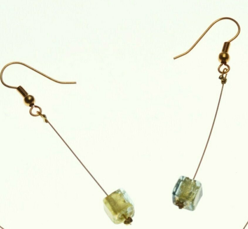 Boucles d'oreilles Eridan Kaki et feuille d'or