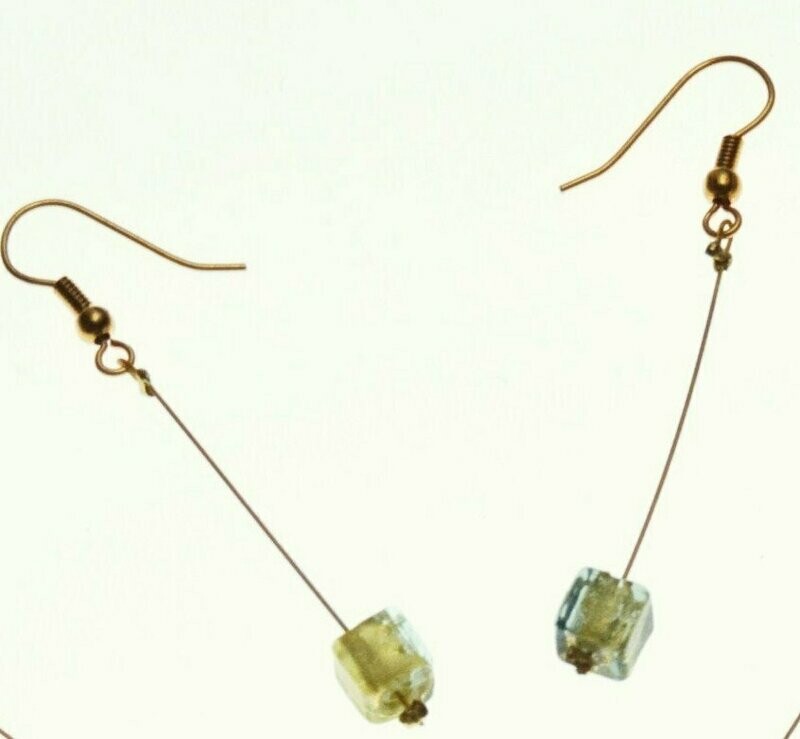 Boucles d'oreilles Eridan Kaki et feuille d'or