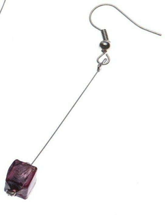 Boucles d'oreilles Eridan Pourpre et feuille d'argent