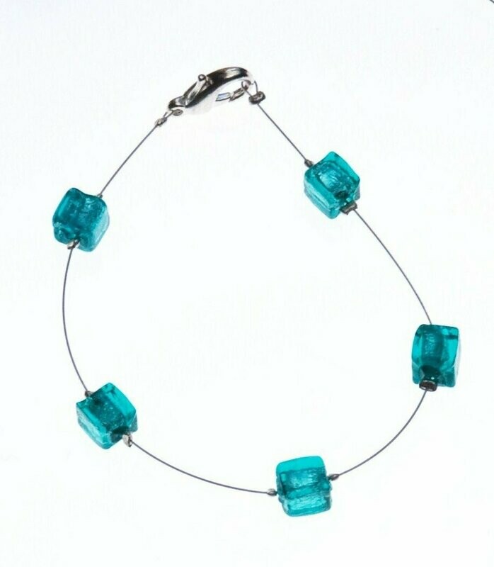 Bracelet Eridan Bleu turquoise et feuille d'argent