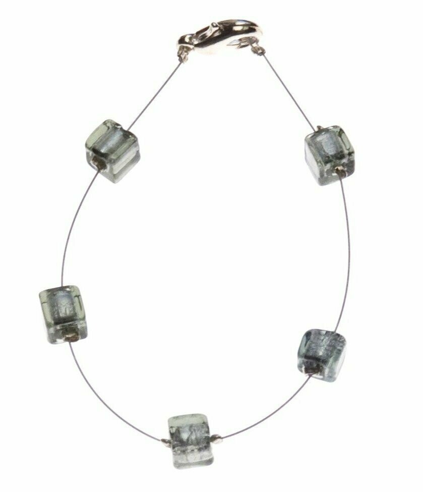 Bracelet Eridan Noir et feuille d'argent