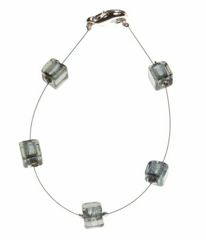 Bracelet Eridan Noir et feuille d'argent