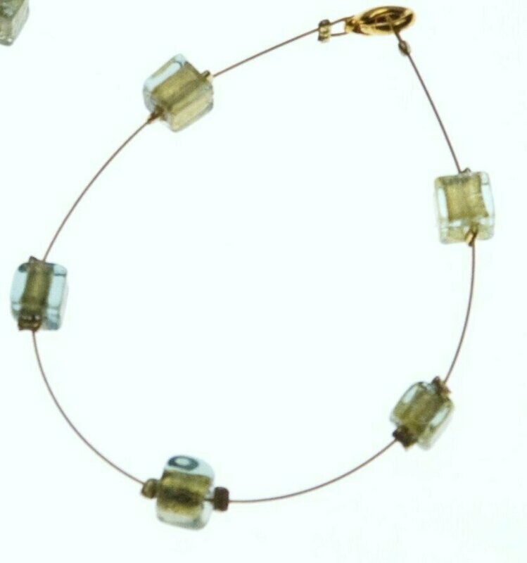 Bracelet Eridan Kaki et feuille d'or