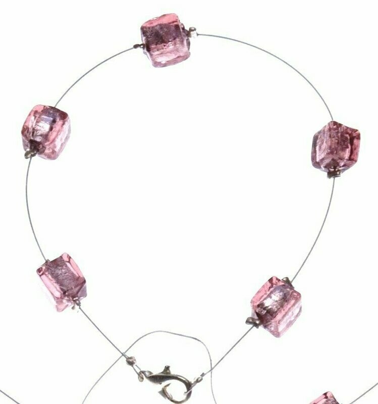 Bracelet Eridan Vieux rose et feuille d'argent