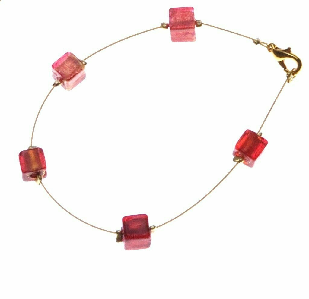 Bracelet Eridan Rouge et feuille d'or