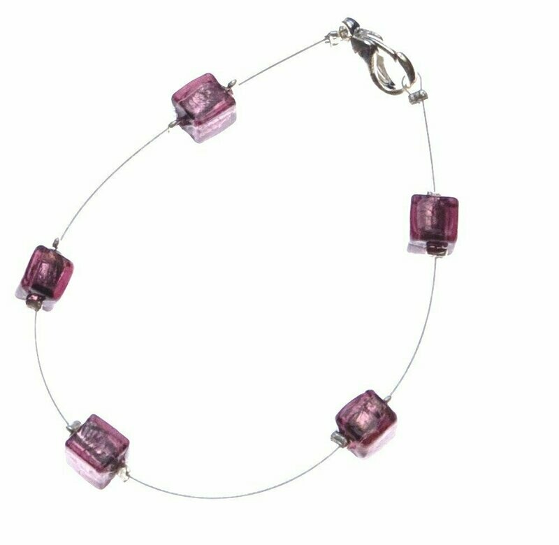Bracelet Eridan Pourpre et feuille d'argent