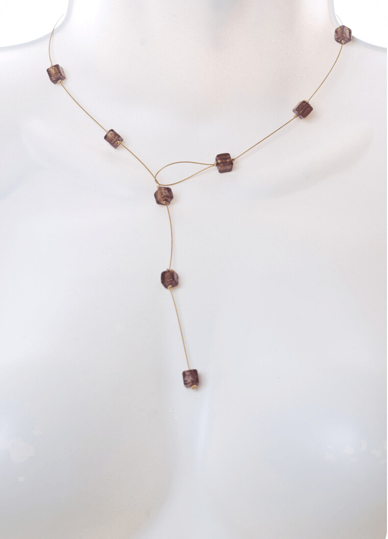 Collier Eridan Marron et feuille d'or