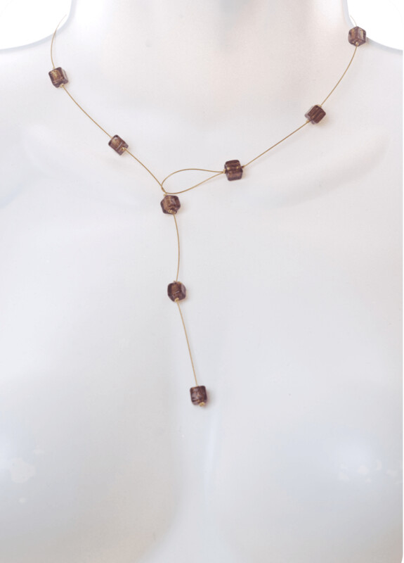 Collier Eridan Marron et feuille d'or
