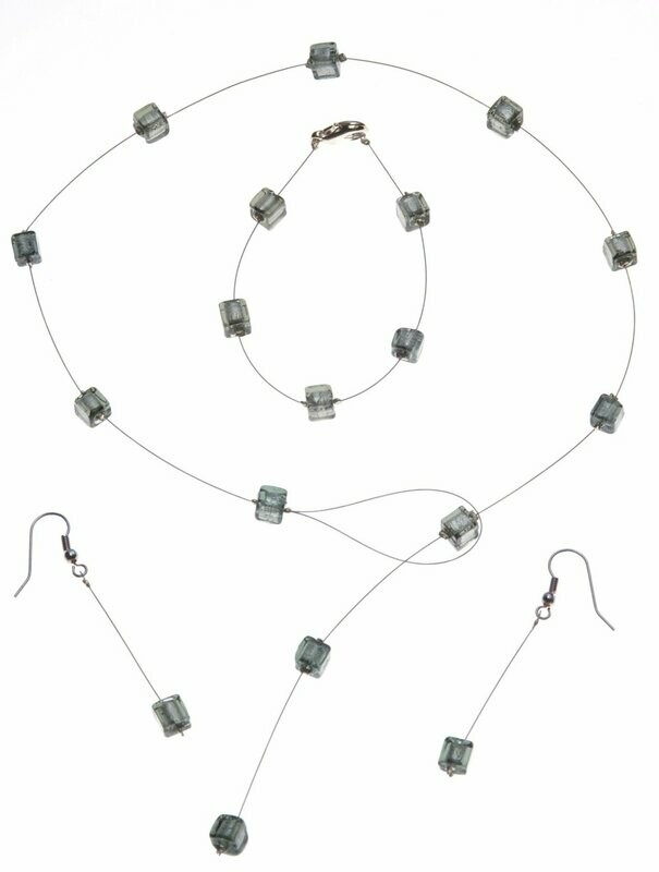 Parure Eridan Noir et feuille d'argent