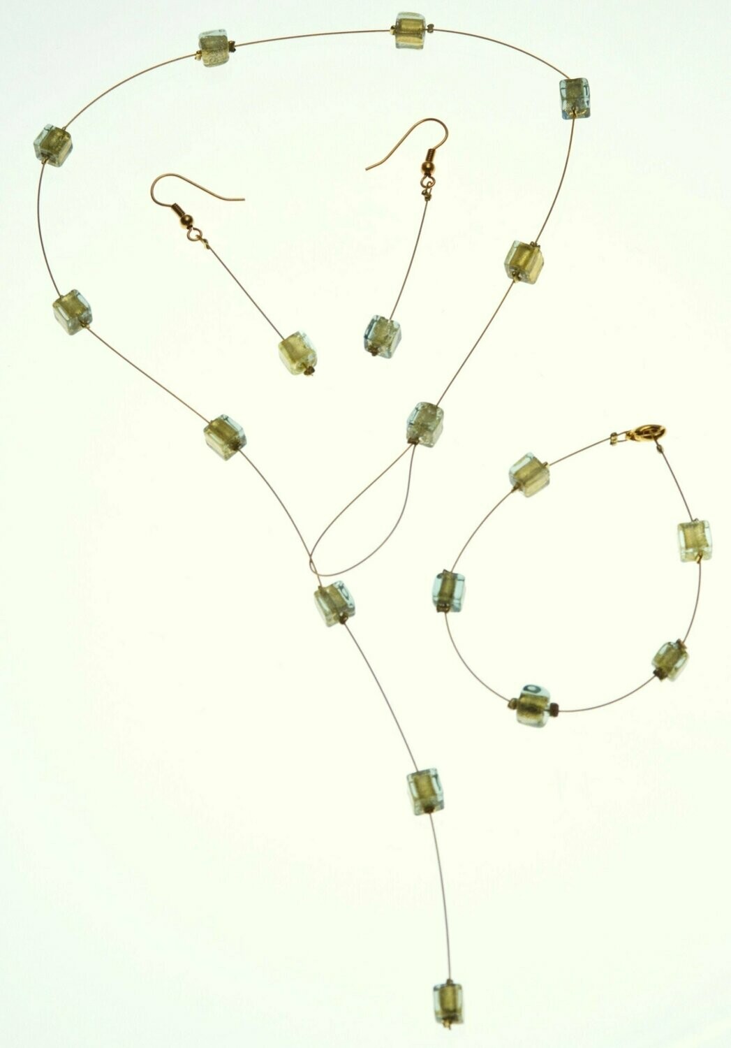 Parure Eridan Kaki et feuille d'or