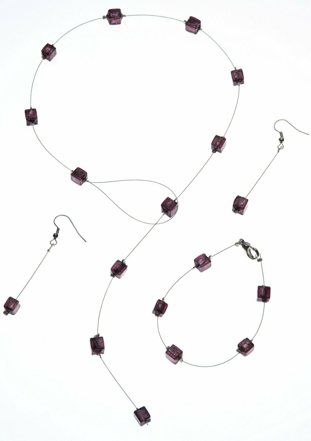 Parure Eridan Pourpre et feuille d'argent