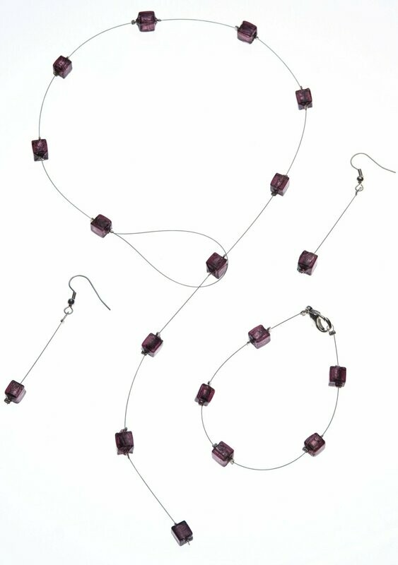 Parure Eridan Pourpre et feuille d'argent