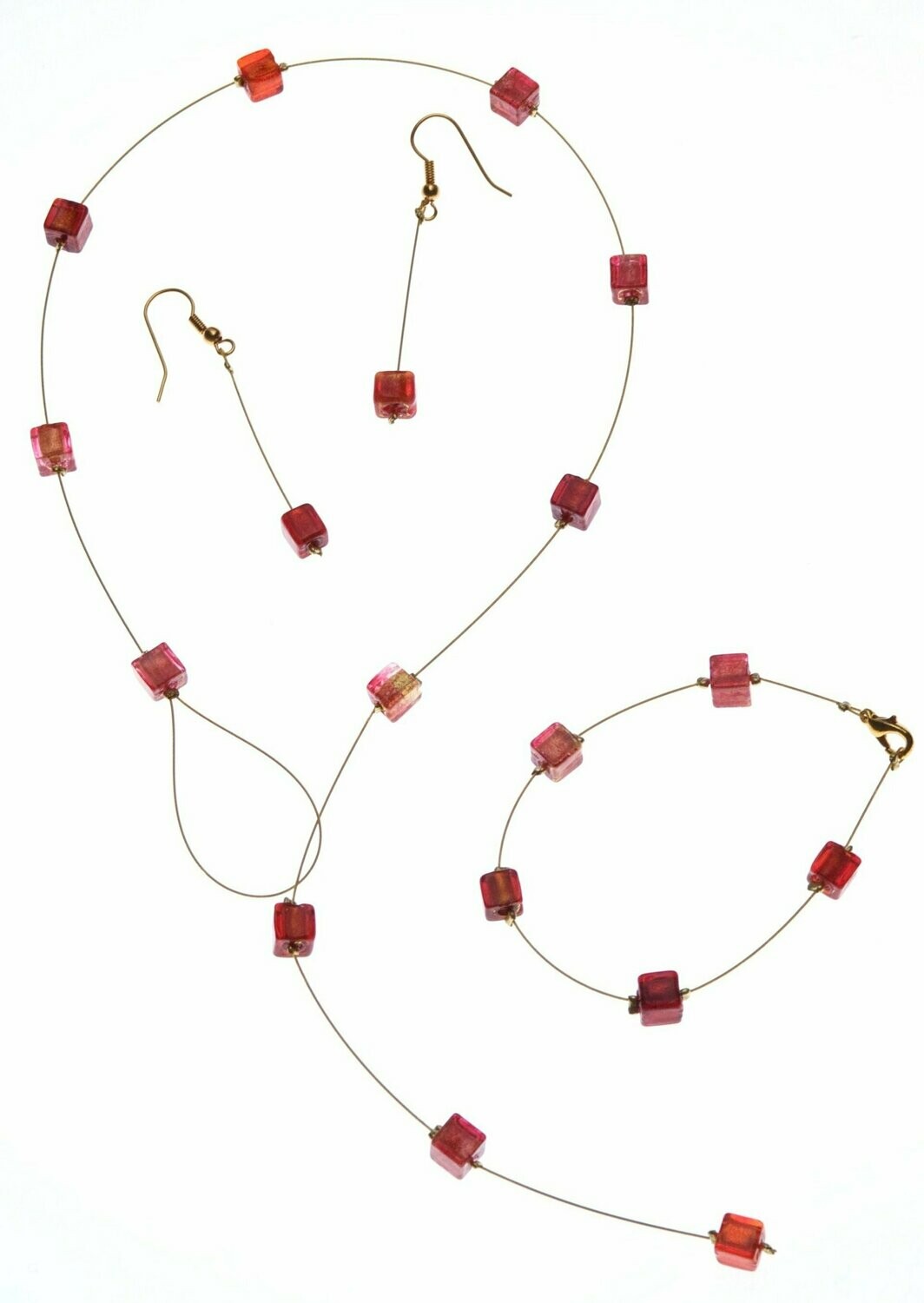 Parure Eridan Rouge et feuille d'or
