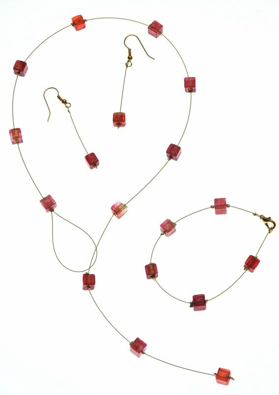 Parure Eridan Rouge et feuille d'or