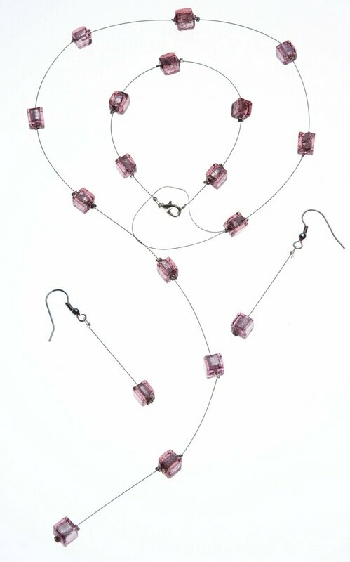 Parure Eridan Vieux Rose et feuille d'argent