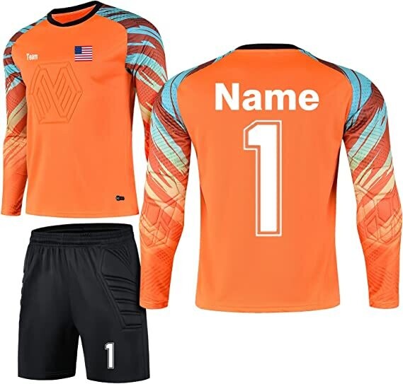 Youth Adults Goalkeeper Jersey Personalized with Name Team Number Logo Orange