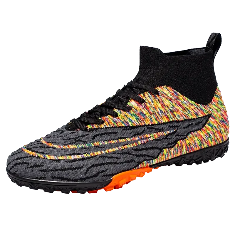 High Top Soccer Spike Turf Cleats Black &amp; Orange