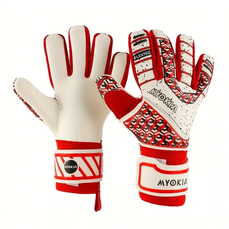 Breathable Soccer Goalie Gloves Red &amp; White